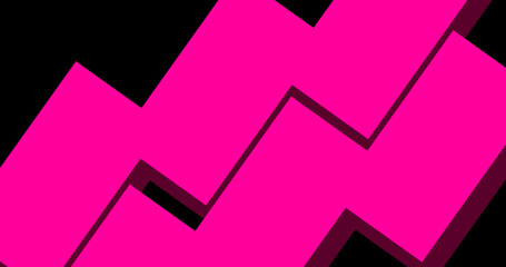 Pink geometric shape on black background for art banner concept