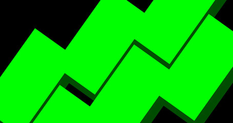 Green geometric shape on black background for art banner concept