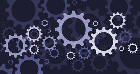 Blue gears elements for dark cartoon background