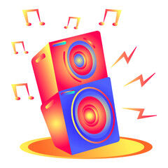illustration of 2 speakers playing loud music vector for poster concept or other musical themed design element, brochure, flyer, banner, or pamphlet