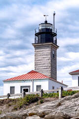 Fototapeta na wymiar Beavertail Lighthouse Conacicut Island Jamestown, Rhode Island