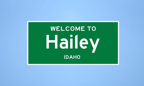 Hailey, Idaho city limit sign. Town sign from the USA.