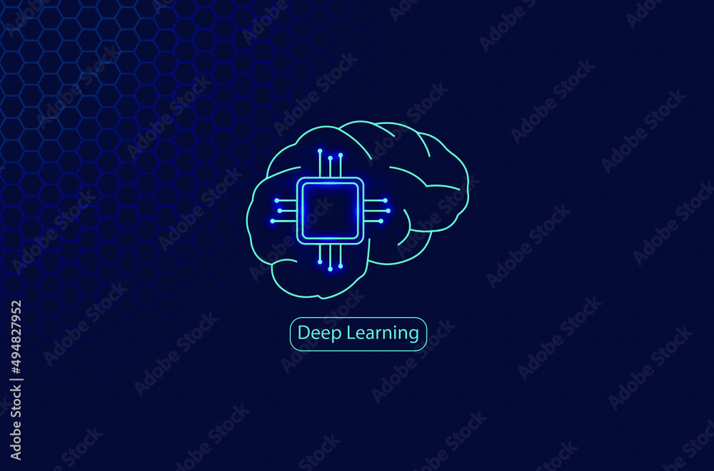 Sticker deep-learning tech background vector illustration