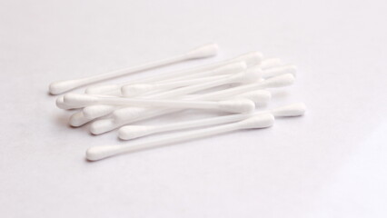 cotton buds, ears placed on a white background.