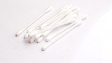 cotton buds, ears placed on a white background.