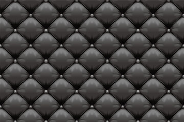 黒いチェスターフィールドソファの高級革柄のベクターシームレス背景