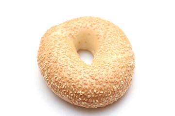 bagel, 1 donut shaped bread on a white background