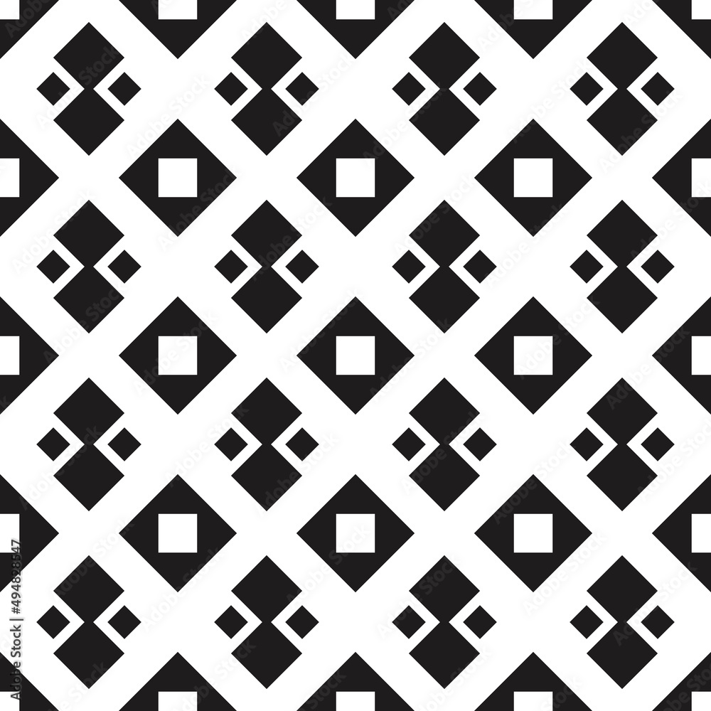 Poster Black diamonds on a white canvas. Vector with the same simple shapes.