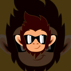 monkey with glasses decoration and yellow background