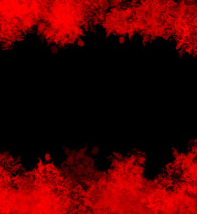 Red abstract frame in red on a black background. Red overlay frame.