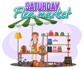 Flea market concept with clothes shop