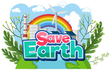 Save Earth typography design banner