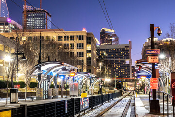 charlotte north carolina city skyline after winted storm