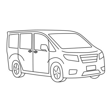 recommend clip art: 乗用車のイラスト（白背景・ベクター・線画・切り抜き）