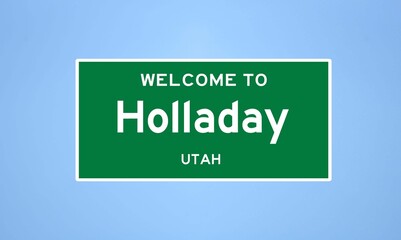 Holladay, Utah city limit sign. Town sign from the USA.