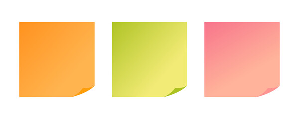 カラフルな付箋(ポストイット)のベクターイラストセット