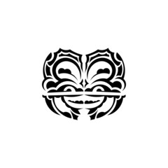 Viking faces in ornamental style. Polynesian tribal patterns. Suitable for prints. Isolated on white background. Vector illustration.