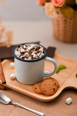 Hot chocolate marshmallow in a minimal mug