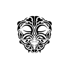 Viking faces in ornamental style. Maori tribal patterns. Suitable for prints. Isolated on white background. Vector.