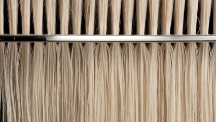 A silver comb combing blonde wet hair | Hair conditioner commercial