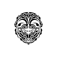 Ornamental faces. Polynesian tribal patterns. Suitable for tattoos. Isolated. Vector.