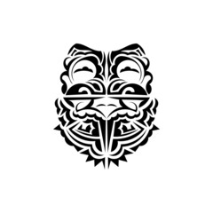 Ornamental faces. Polynesian tribal patterns. Suitable for tattoos. Isolated. Vector illustration.
