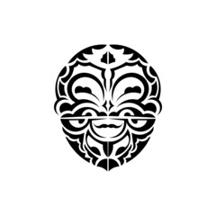 Ornamental faces. Polynesian tribal patterns. Suitable for tattoos. Isolated. Black ornament, vector illustration.