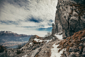 landscape in the mountains over lake como in italy