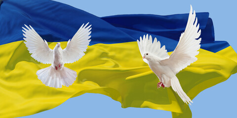 pigeons with Ukraine flag
