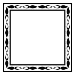 Border frame square pattern. Islamic, indian, greek motifs. Geometric frames in black color isolated on white background
