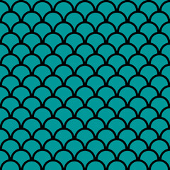 fish scale seamless pattern cyan background