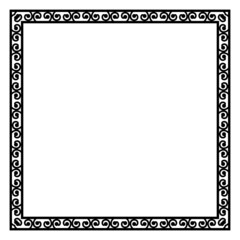 Border frame square pattern. Islamic, indian, greek motifs. Geometric frames in black color isolated on white background