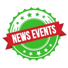 NEWS EVENTS text on red green ribbon stamp.