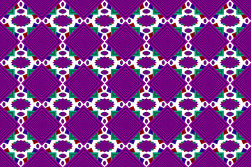 Retro style seamless fabric pattern with purple square flower pattern with a white background, for the weaving industry and product pattern.