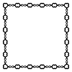 Border frame square pattern. Islamic, indian, greek motifs. Geometric frames in black color isolated on white background