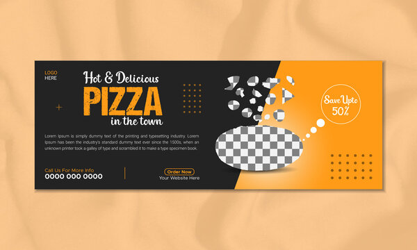 Restaurant food pizza Facebook cover social media design and web banner template