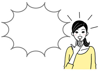 驚く若い女性と吹き出し