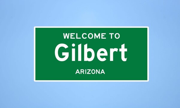 Gilbert, Arizona City Limit Sign. Town Sign From The USA.