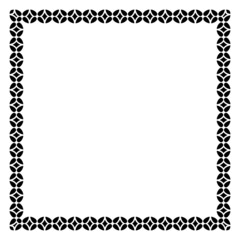 Border frame square pattern. Islamic, indian, greek motifs. Geometric frames in black color isolated on white background