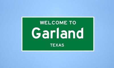 Garland, Texas city limit sign. Town sign from the USA.