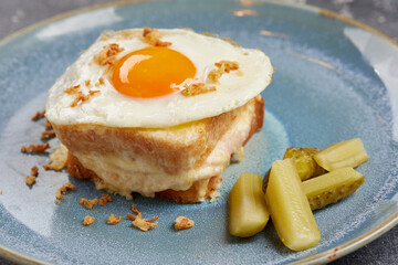 breakfast with fried egg and cheese