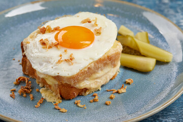 breakfast with fried egg and cheese