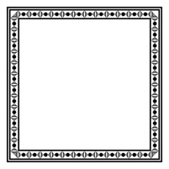 Border frame square pattern. Islamic, indian, greek motifs. Geometric frames in black color isolated on white background
