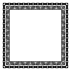 Border frame square pattern. Islamic, indian, greek motifs. Geometric frames in black color isolated on white background
