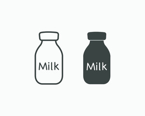 Milk bottle vector icon set