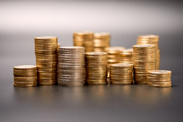 Pile of golden euro coins