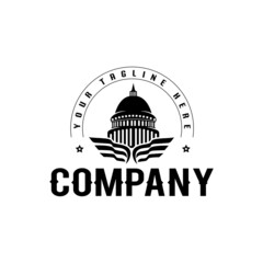 Illustration of eagle wing Mortgage coat of arms American white building logo. American eagle real estate logo template.