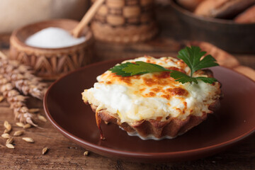 Traditional cuisine of Tver - rye bread bun with filling - zakrepka