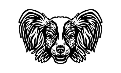 Papillon dog logo pet portrait