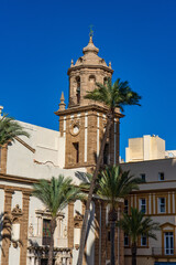 Santiago Apostol Church on Cathedral square in Cadiz, Spain.
